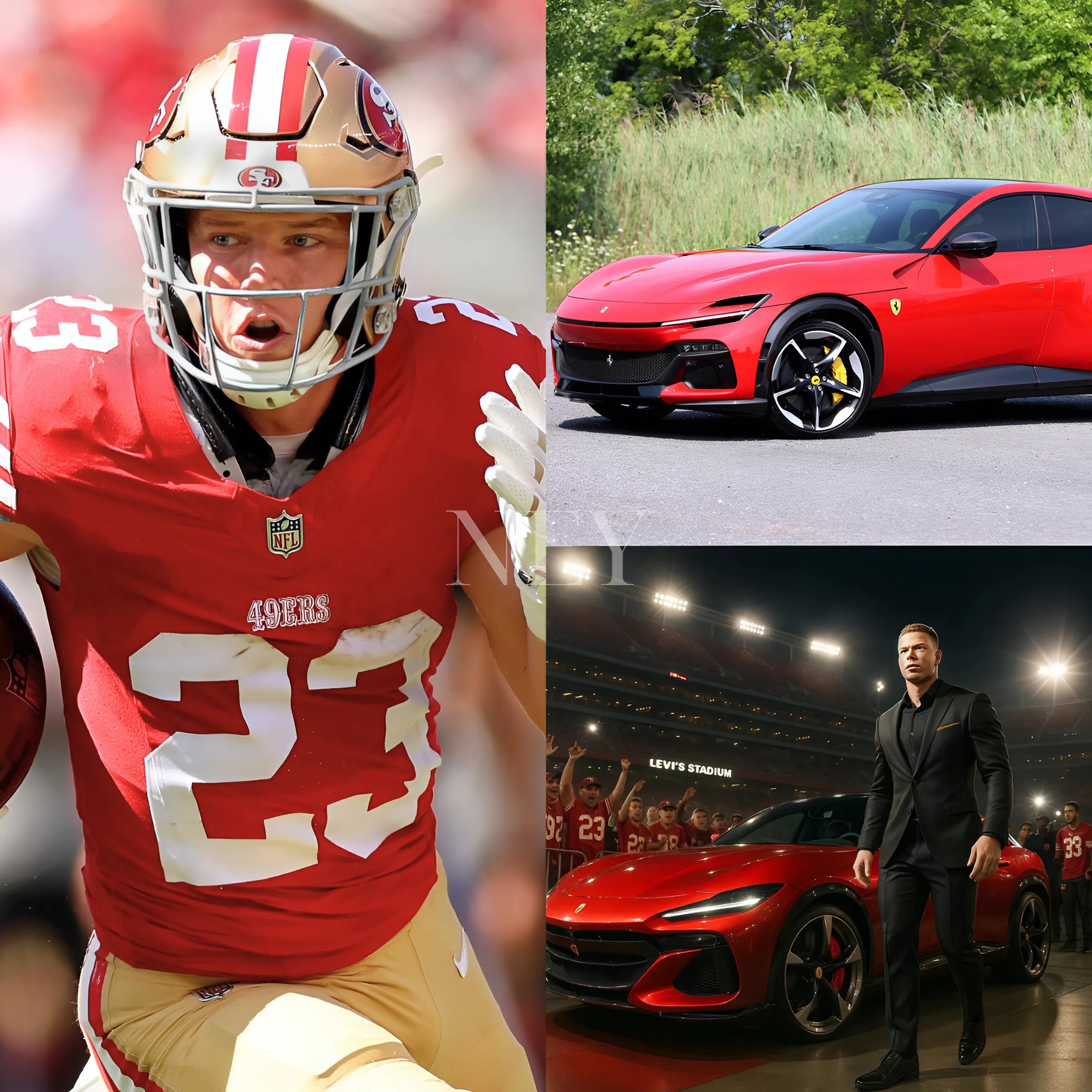 LATEST NEWS: 49ers’ RB sensation Christian McCaffrey lit up the red carpet at the team’s epic documentary premiere, cruising in with a $400,000 Ferrari Purosangue that’s as fast as his game! Did he just outshine his teammates with this bold move? Fans are going wild - ney